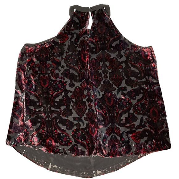 TORRID Halter Tunic Tank Top / Size 2X / Burnout Velvet Paisley Red Black NEW - Picture 5 of 9